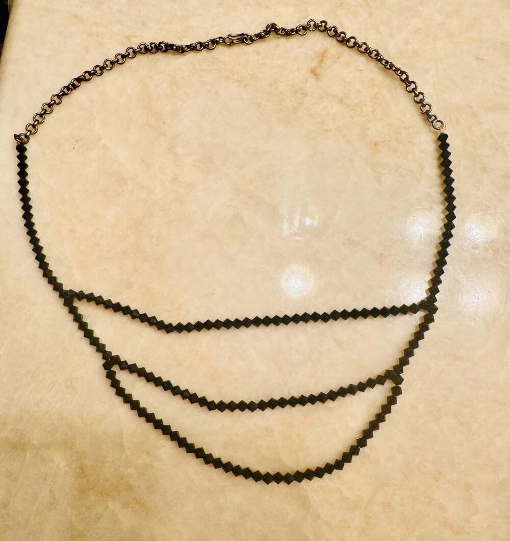 Unbranded Three Strand Black Bead Layered Necklace